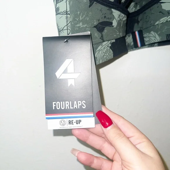 Four Laps vitality athletic fit peonies print thyme olive green new bra - Picture 7 of 14